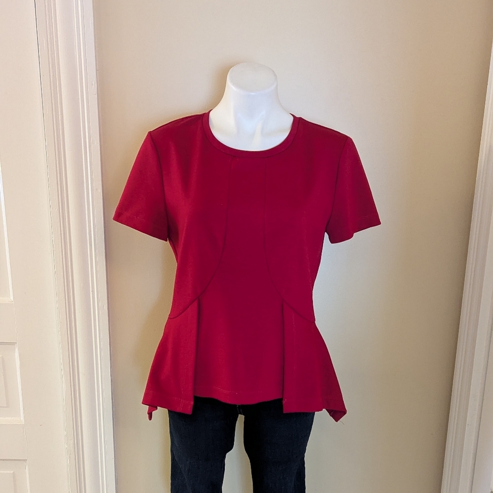 BCBGMaxAzria red peplum top size L